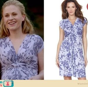 Seraphine Purple Lavender Blossom Knot Front Maternity Dress 2 Cap Sleeve